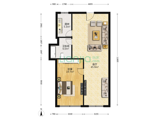 水利大厦 1室1厅1卫 111平方