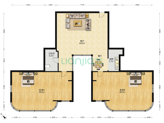 江信大厦 2室1厅1卫 121平方