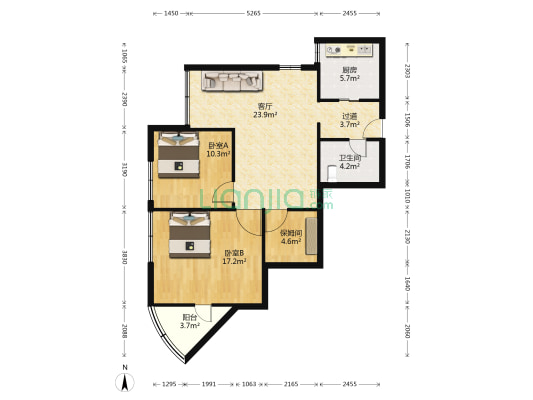 海韵大厦 2室1厅1卫 113平方