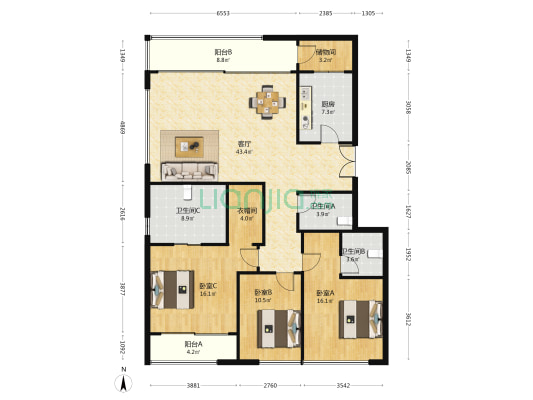 露香园云宸(大境路106弄) 3室1厅3卫 201平方