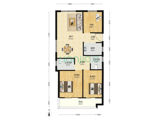 瓯祥云邸 3室1厅2卫 120平方