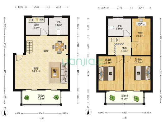 新友谊公寓 3室1厅2卫 123平方