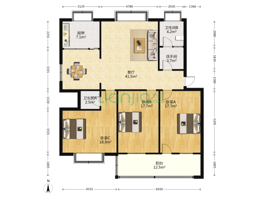 驻马店市环境监测站家属院 3室1厅3卫 150平方