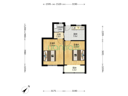 松花江路40弄 2室0厅1卫 47平方