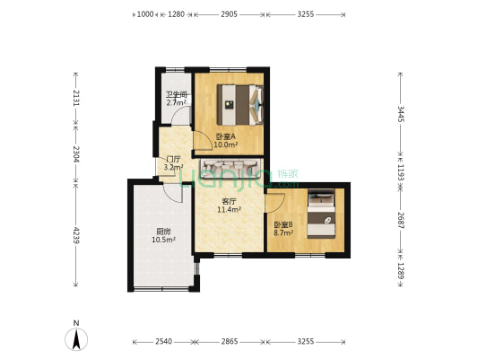 玉林北路4号院 2室1厅1卫 56平方