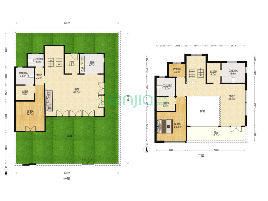 柳岸春风 2室1厅4卫 177平方
