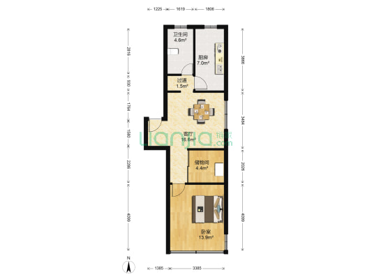 景丽苑 1室1厅1卫 62平方