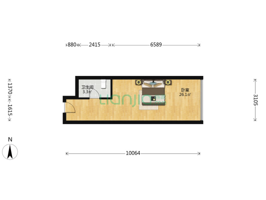 星联中心 1室0厅1卫 51平方