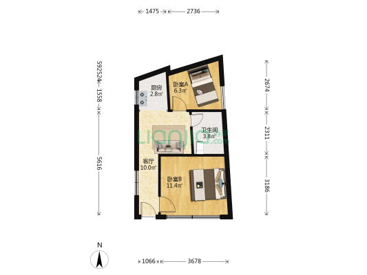 学士巷24号 2室1厅1卫 40平方