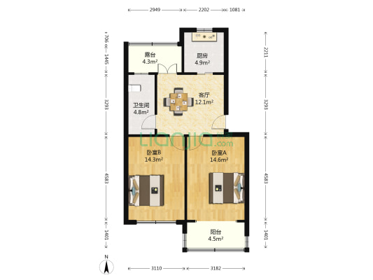 枫津新村 2室1厅1卫 63平方