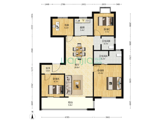 银城春晓观棠 4室1厅2卫 120平方