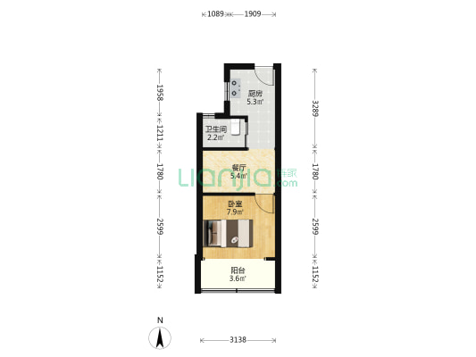 遵义路690号 1室1厅1卫 30平方
