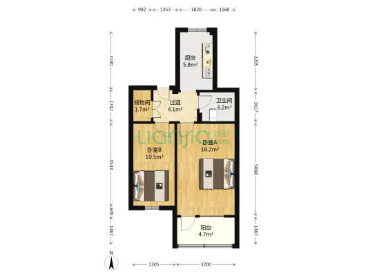 上陡门七组团 2室0厅1卫 53平方