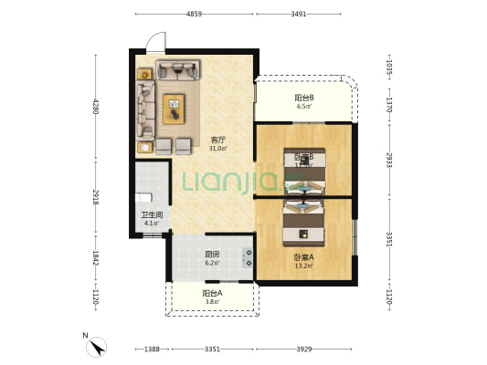 昌隆公馆 2室1厅1卫 100平方