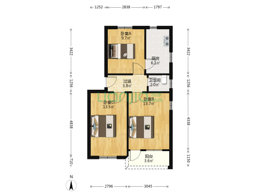 石桥街1号院 3室0厅1卫 66平方