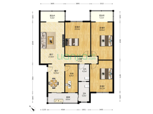 平福路46号 4室2厅2卫 150平方