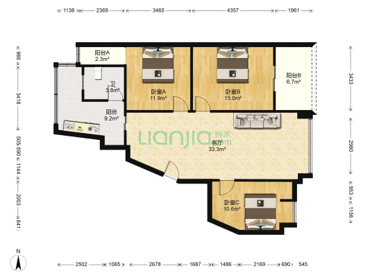 龙永街28号 3室1厅1卫 108平方