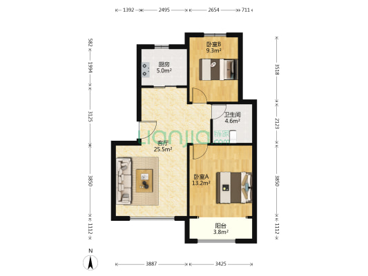 梧桐公社南里 2室1厅1卫 91平方