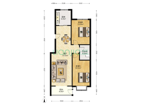 盛华公馆 2室1厅1卫 99平方