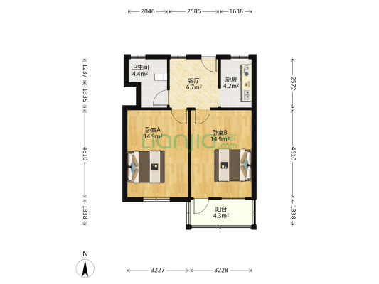 曹张新村北区 2室1厅1卫 62平方