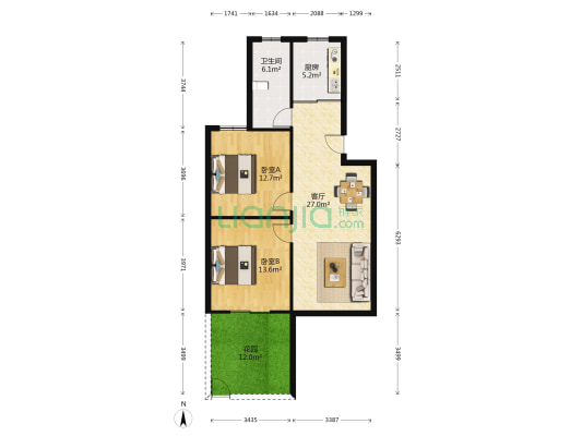 和谐家园 2室1厅1卫 81平方