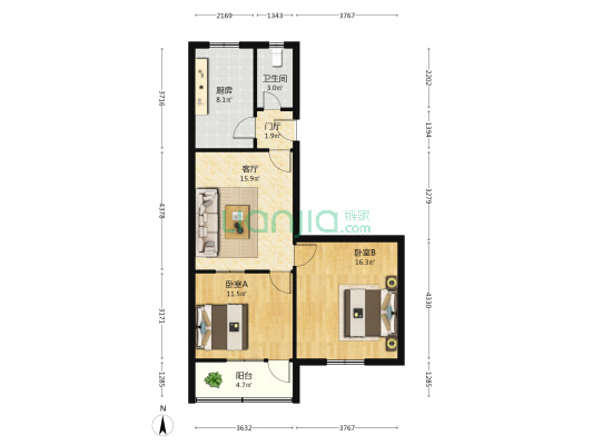 畜牧局家属楼 2室1厅1卫 77平方