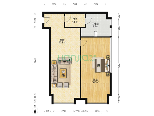 大汉西城壹号 1室1厅1卫 137平方