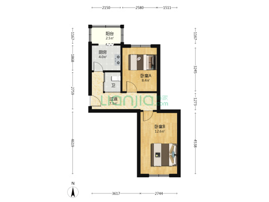 临园小区 2室0厅1卫 50平方