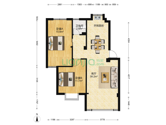 环南新村 2室1厅1卫 80平方