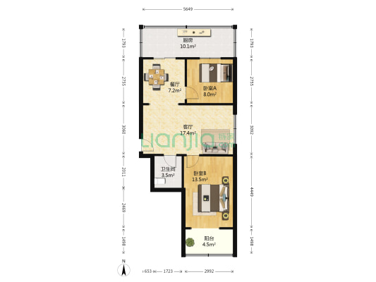 雅致苑小区 2室2厅1卫 80平方