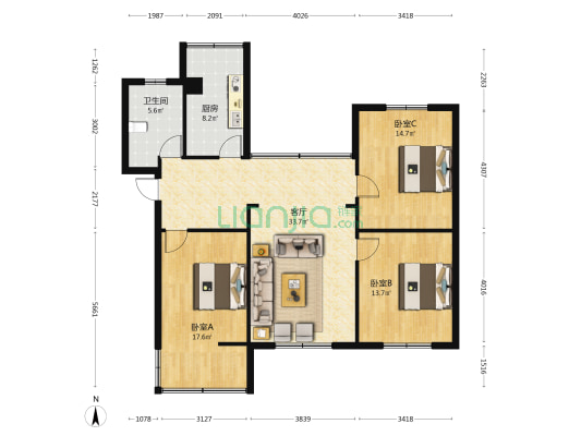 杨祠街南二巷6号 3室1厅1卫 80平方