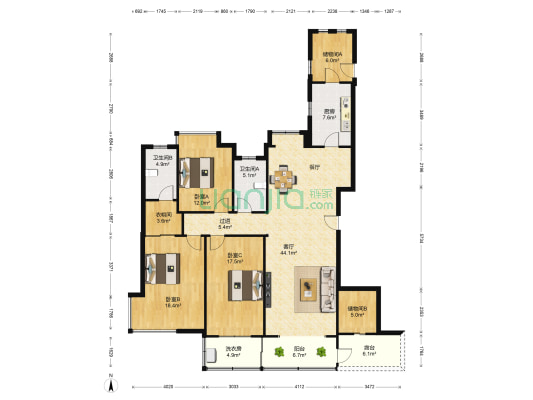国贸天琴湾二期 3室1厅2卫 157平方