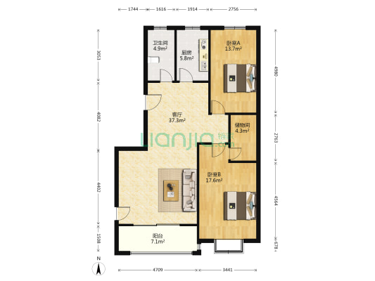 怡乐园小区 2室1厅1卫 114平方