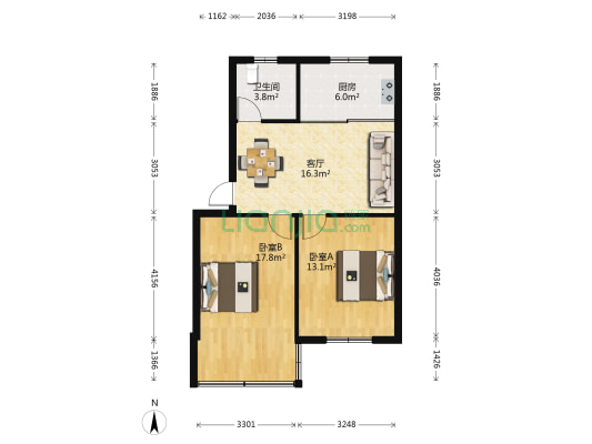 爱民路 2室1厅1卫 72平方