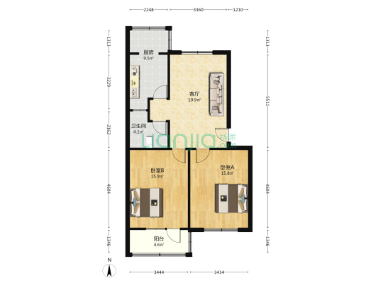 农业局综合楼 2室1厅1卫 88平方