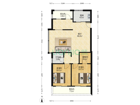 星著雅苑 2室1厅1卫 100平方