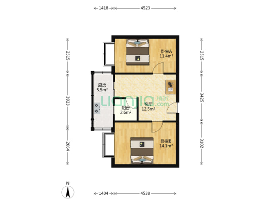耀华宾馆宿舍 2室1厅0卫 55平方