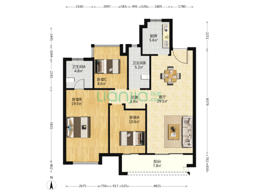 射阳吾悦华府 3室1厅2卫 130平方