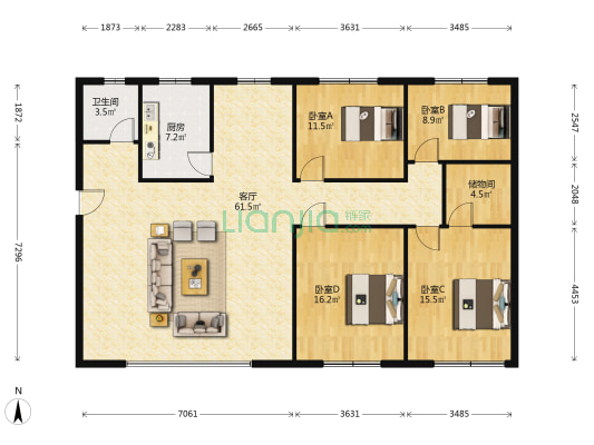 鑫盛街98号 4室1厅1卫 150平方