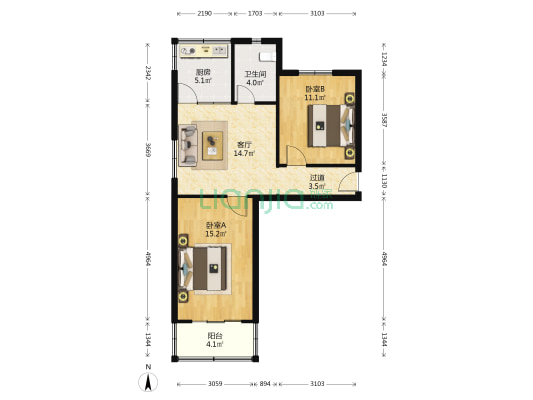 无线电信局家属院 2室1厅1卫 75平方