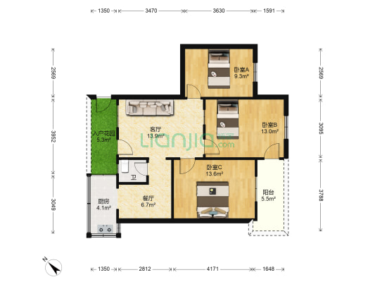 机械一厂住宿区 3室2厅1卫 73平方