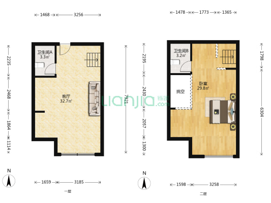 红星生活小镇 1室1厅2卫 48平方