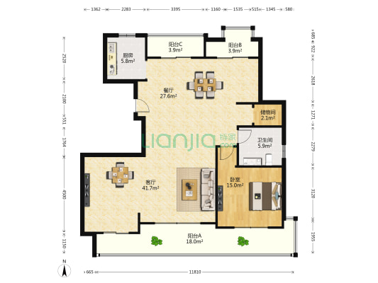 江海雅苑 1室2厅1卫 224平方