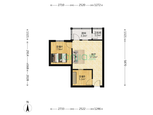 金荔阁 2室1厅1卫 42平方