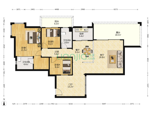 新桂苑 3室2厅2卫 153平方