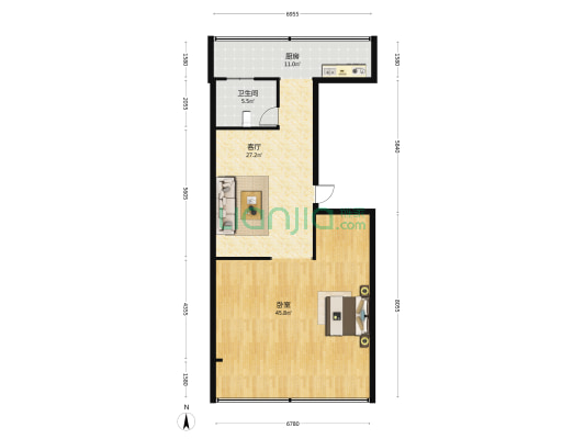 迎宾楼 1室1厅1卫 100平方