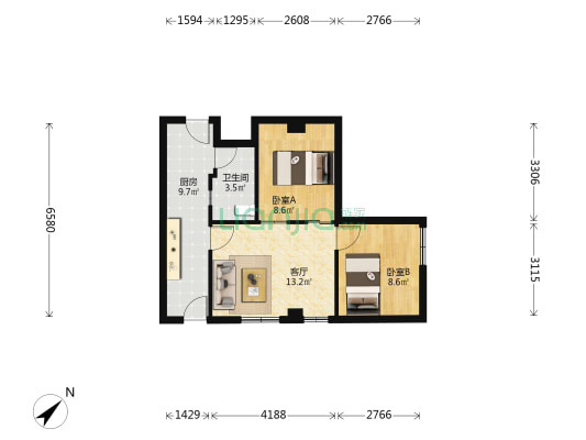 常福楼 2室1厅1卫 93平方