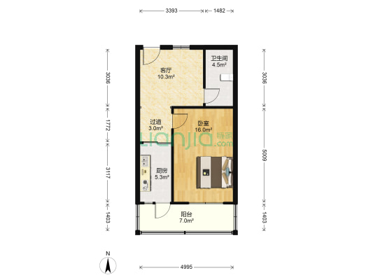 长江公寓 1室1厅1卫 58平方
