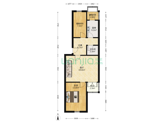 边贸楼 1室1厅1卫 73平方
