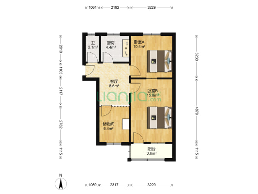 仰天湖社区 2室1厅1卫 60平方